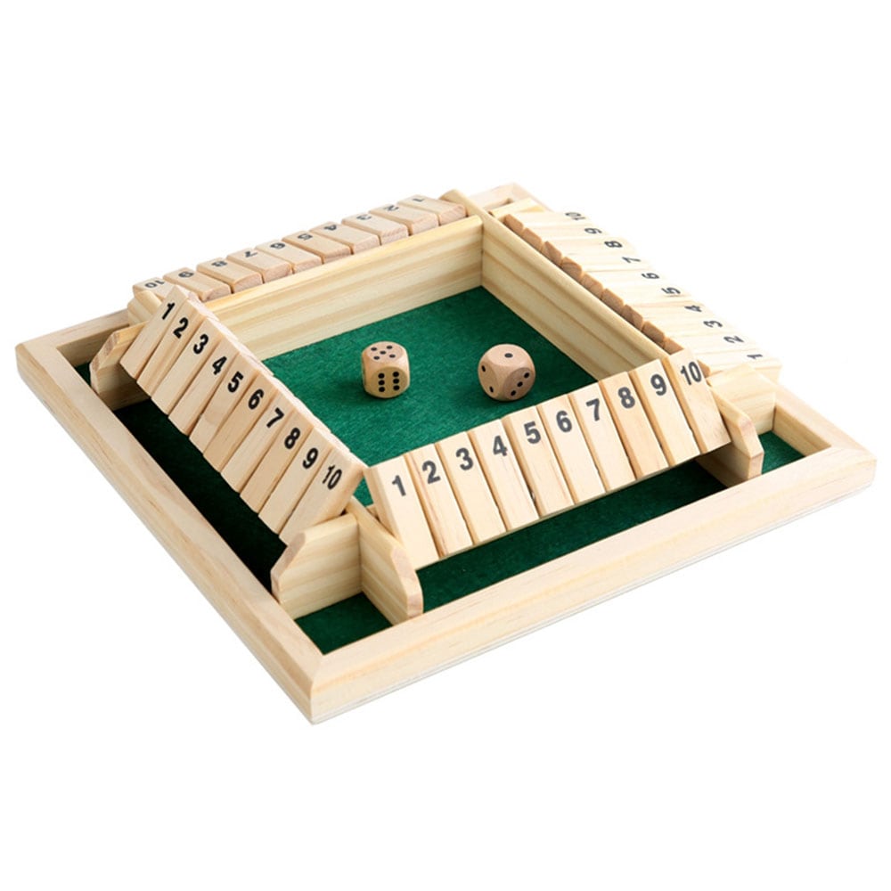 Shut The Box 4 pelaajalle - klassinen puinen noppapeli koko perheelle
