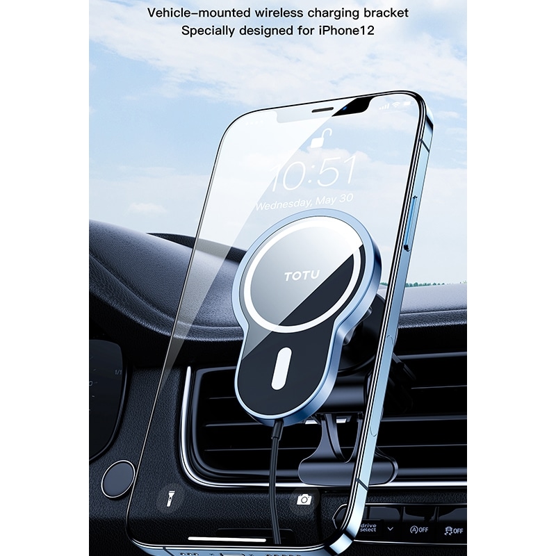 Autolaturi langattomalla latauksella 15W iPhone 12 - Sininen