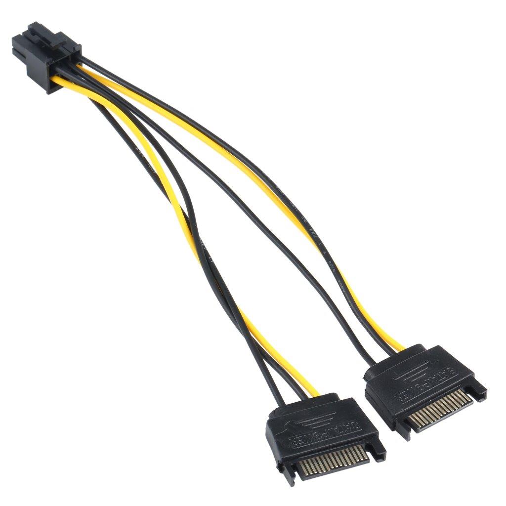 2 x SATA 15 Pin Uros - Näytönohjain PCI-e PCIE 6 Pin naaras virtajohto