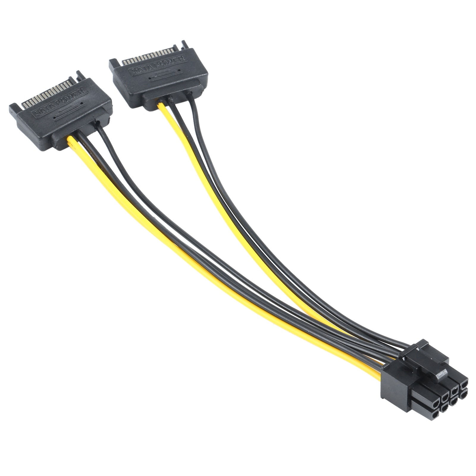 2 x SATA 15 Pin Uros - Näytönohjain CI-e PCIE 8 (6+2) Pin naaras virtajohto