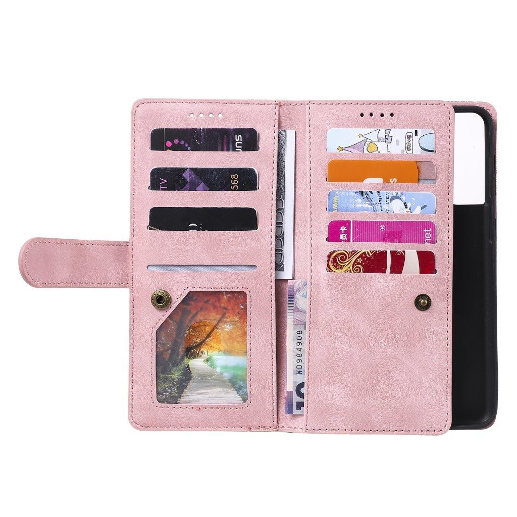 Flip kotelo 9 korttipaikalla Samsung Galaxy S21 - Pinkki