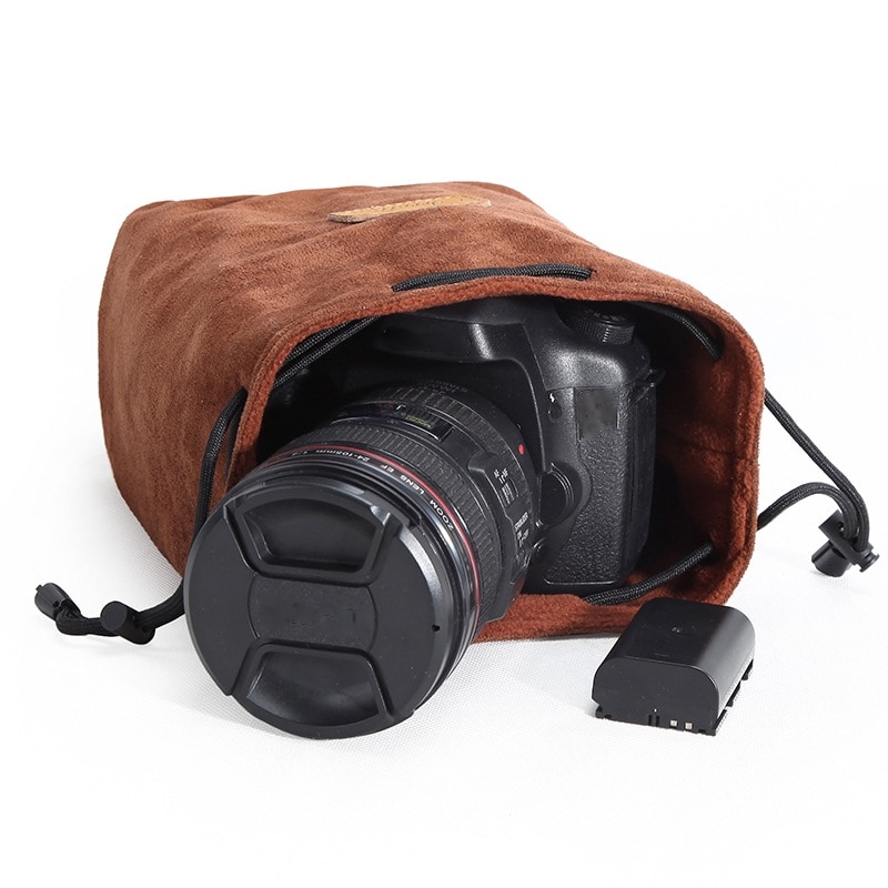 Pehmeä Fleece Kamerapussi M 16x10x20 - Musta
