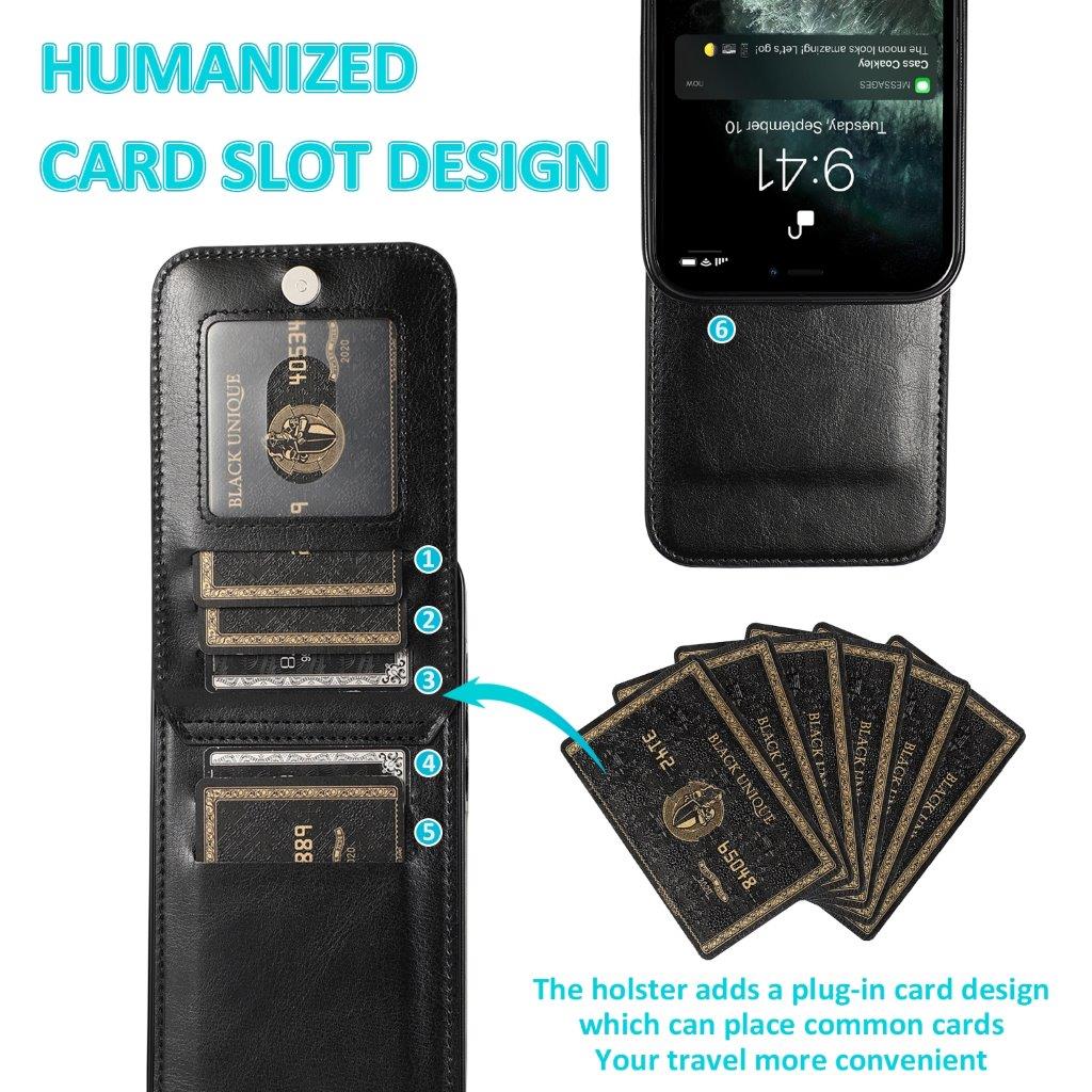 Takakansi keinonahkaa korttikotelolla ja telinetoiminnolla iPhone 12 mini - Musta