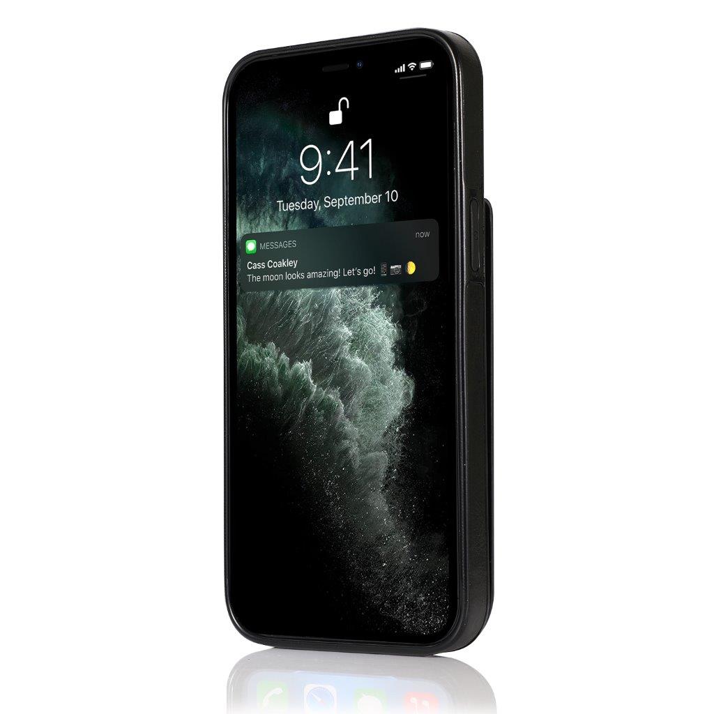 Takakansi keinonahkaa korttikotelolla ja telinetoiminnolla iPhone 12 Pro Max - Musta