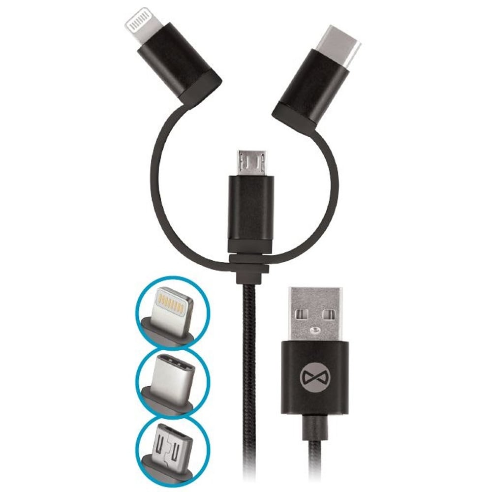Forever 3in1 Usb-kaapeli Micro/Lightning/ USB tyyppi-C