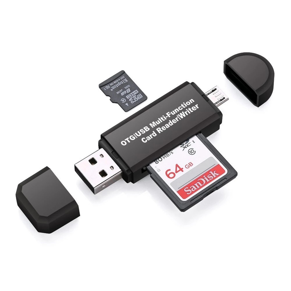 4 in 1 Muistikortinlukija USB & MicroUSB