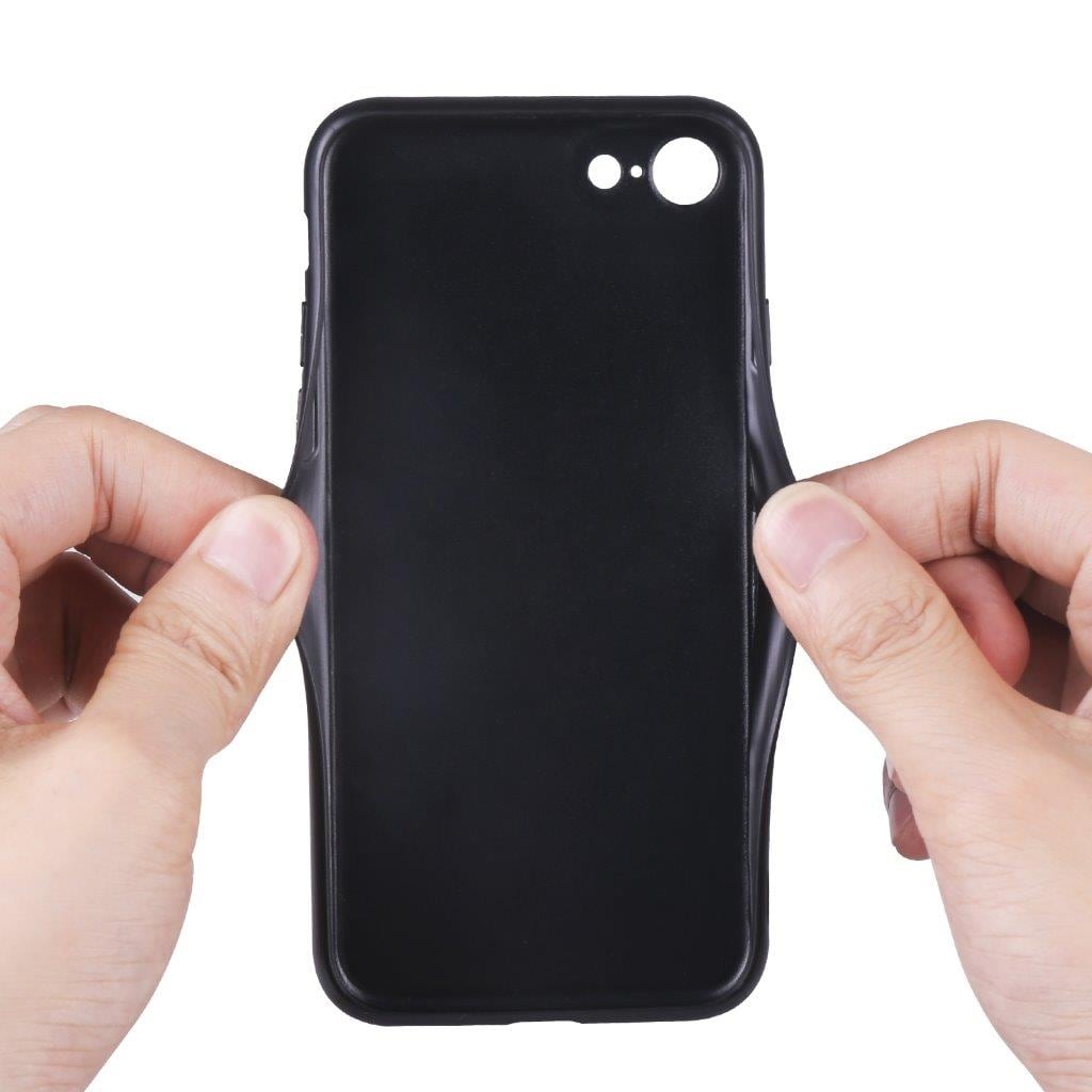 Retrokuvioitu matkapuhelimen kuori iskunkestävää materiaalia korttipaikalla iPhone 7/8/SE 2020 - Ruskea