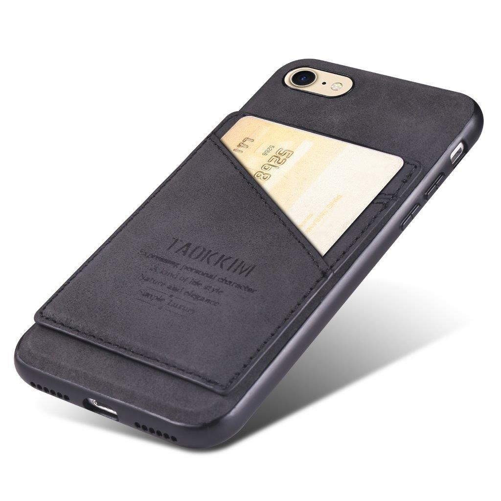 Retrokuvioitu matkapuhelimen kuori iskunkestävää materiaalia korttipaikalla iPhone 7/8/SE 2020 - Musta
