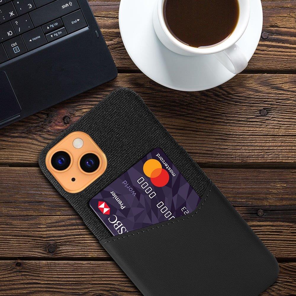Iskunkestävä matkapuhelimen kuori korttitaskulla iPhone 13 mini - Musta