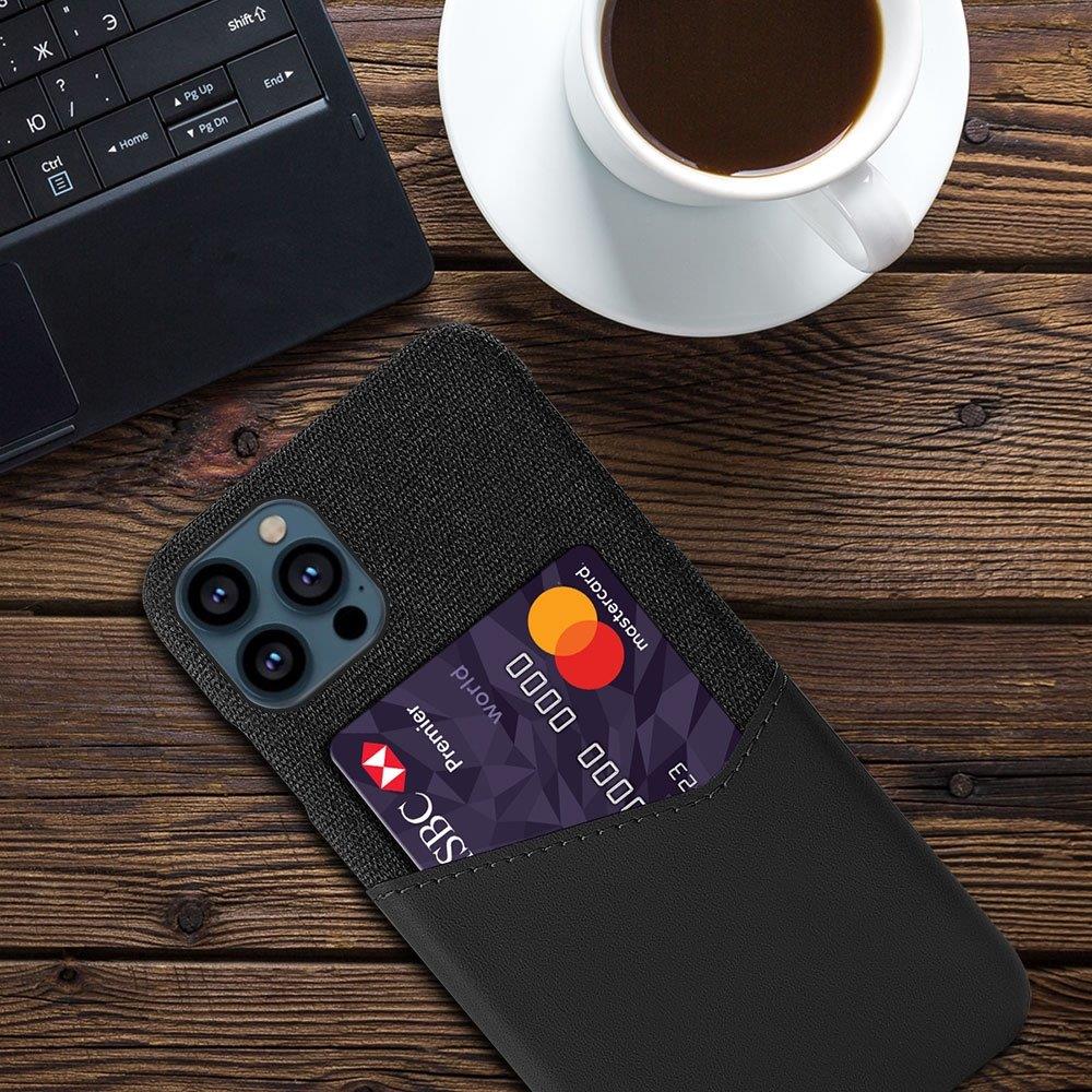 Iskunkestävä matkapuhelimen kuori korttitaskulla iPhone 13 Pro - Musta