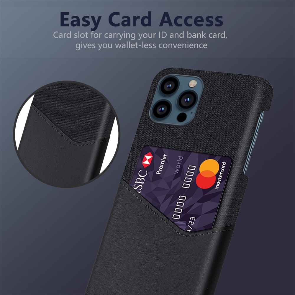 Iskunkestävä matkapuhelimen kuori korttitaskulla iPhone 13 Pro Max - Musta