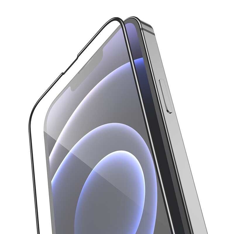 Suoja koko näytölle karkaistua lasia vahvistetuilla kanteilla mallille iPhone 13