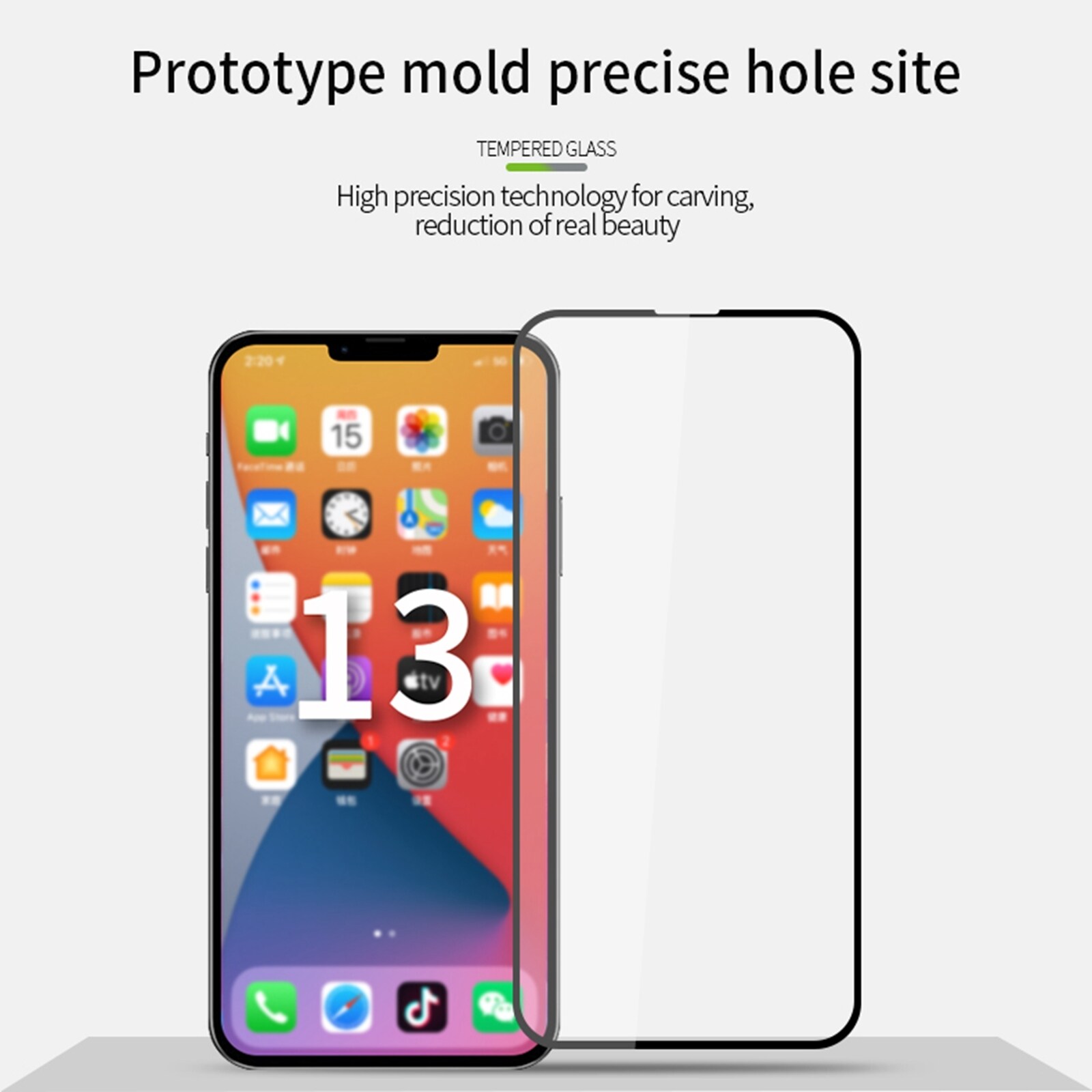 2.5D  suoja karkaistua lasia koko näytölle mallille Phone 13 / 13 Pro - Musta