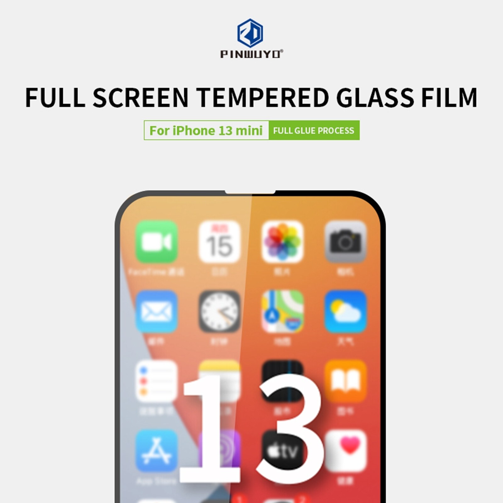 Näytönsuoja 9H och 2.5D karkaistua lasia mallille iPhone 13 mini - Musta