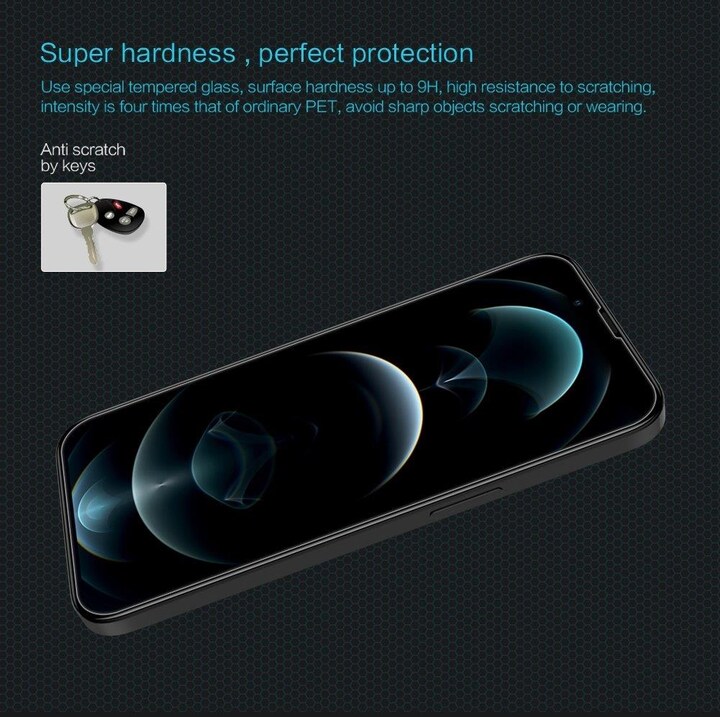 Suoja koko näytölle karkaistua lasia ja lisäkovuudella mallille iPhone 13 mini