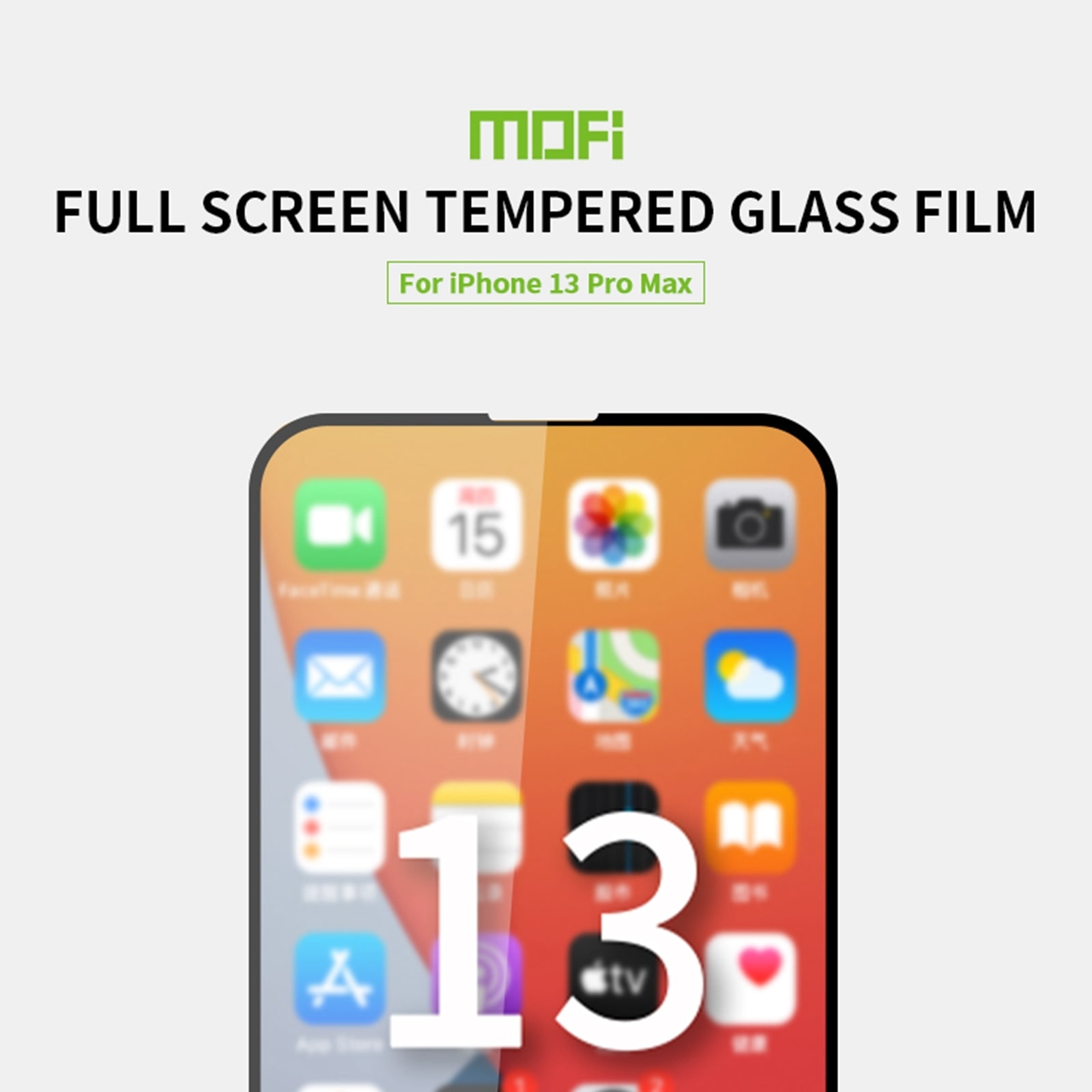 2.5D Suoja koko näytölle karkaistua lasia iPhone 13 Pro Max - Musta