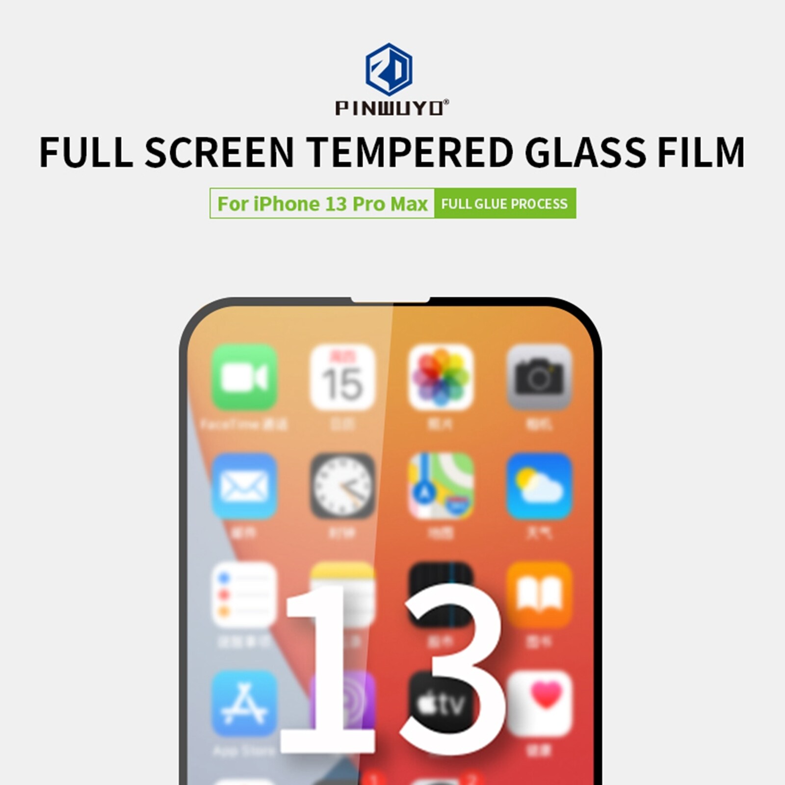 Näytönsuoja 9H ja 2.5D karkaistua lasia iPhone 13 Pro Max - Musta