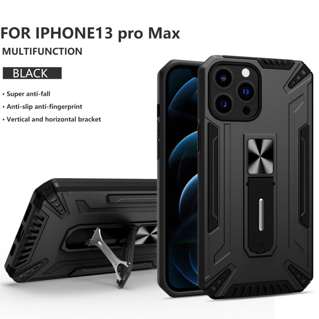 Iskunkestävä suojakuori pidikkeellä iPhone 13 mini iPhone 13 Pro Max - Musta
