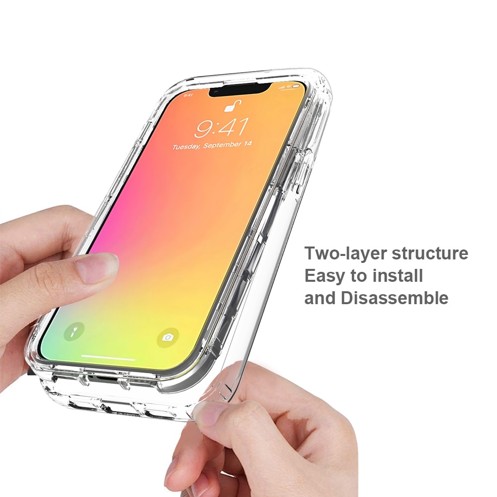 Iskunkestävä ja läpinäkyvä kuori iPhone 13 mini - Musta