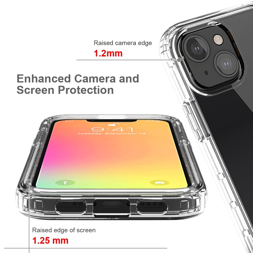 Iskunkestävä ja läpinäkyvä kuori iPhone 13 mini - Musta