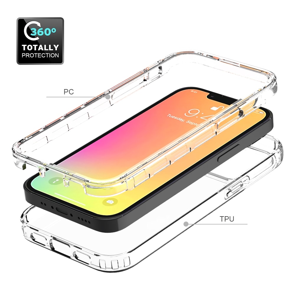 Iskunkestävä ja läpinäkyvä kuori iPhone 13 mini - Läpinäkyvä