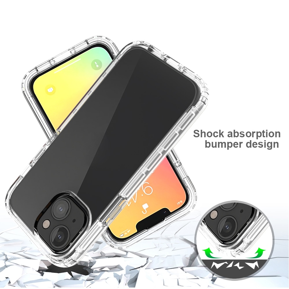 Iskunkestävä ja läpinäkyvä kuori iPhone 13 mini - Läpinäkyvä