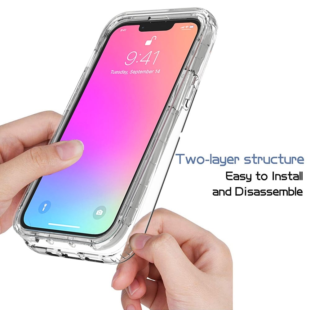 Iskunkestävä ja läpinäkyvä kuori iPhone 13 - Läpinäkyvä