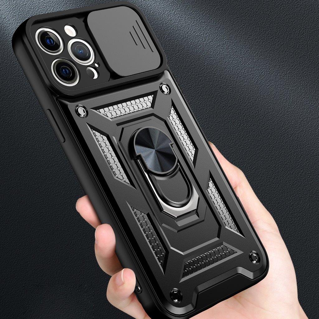Matkapuhelimen kuori kamerasuojalla iPhone 12 Pro Max - Musta