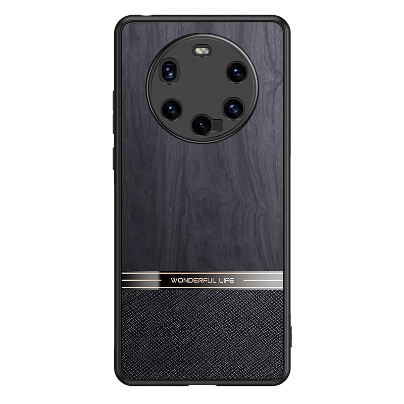 Puukuvioitu iskunkestävä matkapuhelimen kuori mallille Huawei Mate 40 Pro+