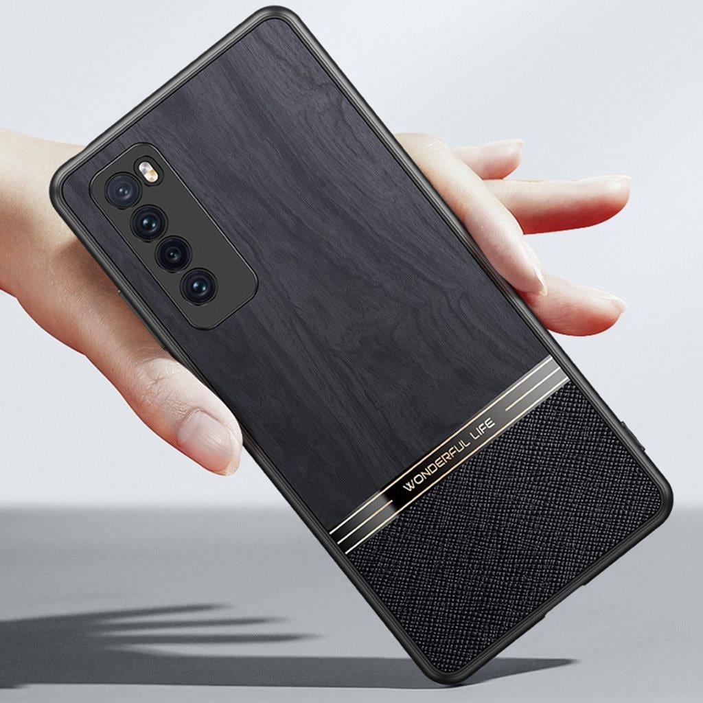 Puukuvioitu iskunkestävä matkapuhelimen kuori mallille Huawei nova 6