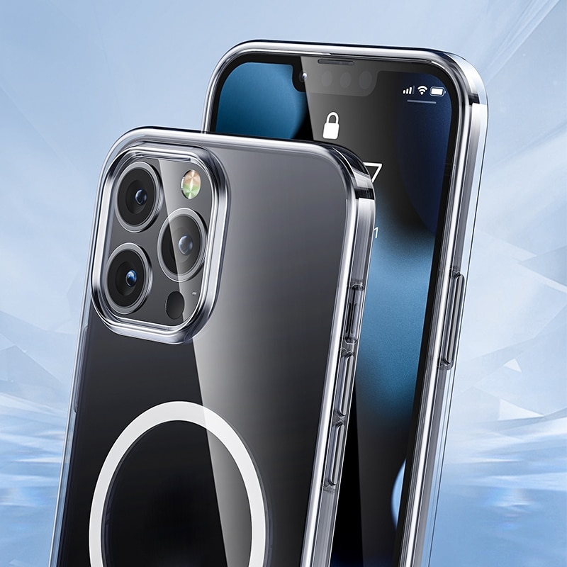 Iskunkestävä MagSafe-kuori mallille iPhone 13 Pro Max - Läpinäkyvä