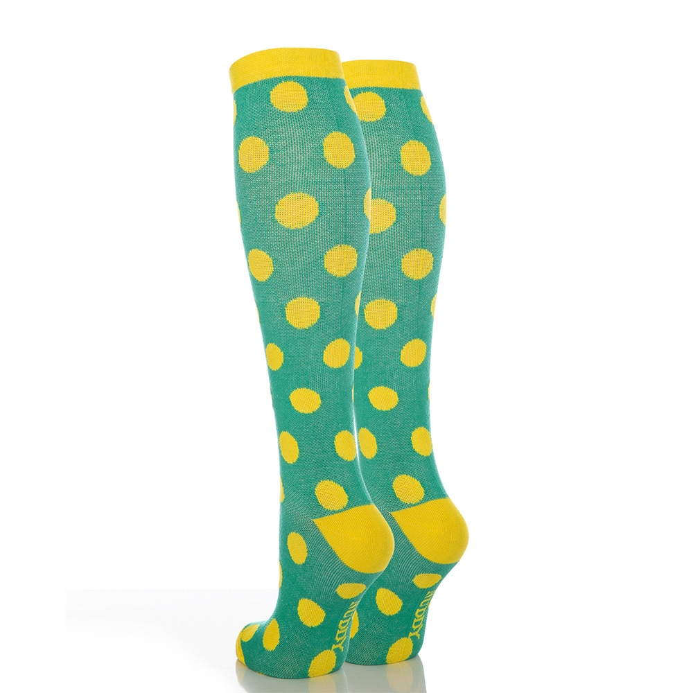 Nuddy Tukisukat koko 36-40 - Vihreät sukat keltaisilla pisteillä