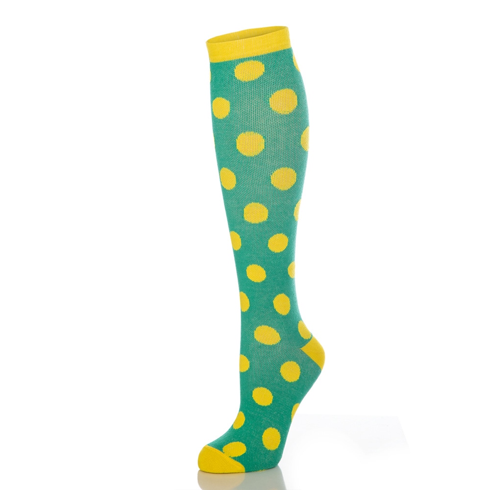 Nuddy Tukisukat koko 41-45 - Vihreät sukat keltaisilla pisteillä