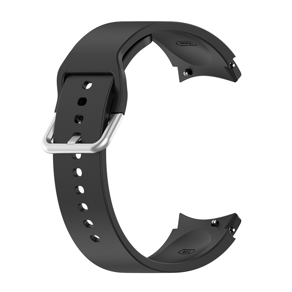 Silikoniranneke Samsung Galaxy Watch 4 Musta Hopeasoljella