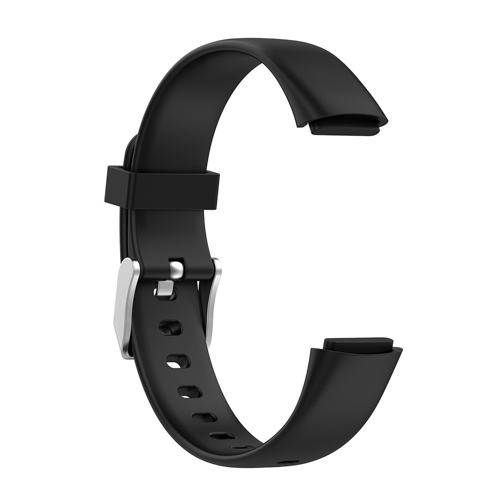 Silikoniranneke Fitbit Luxe Musta hopeisella soljella - Small