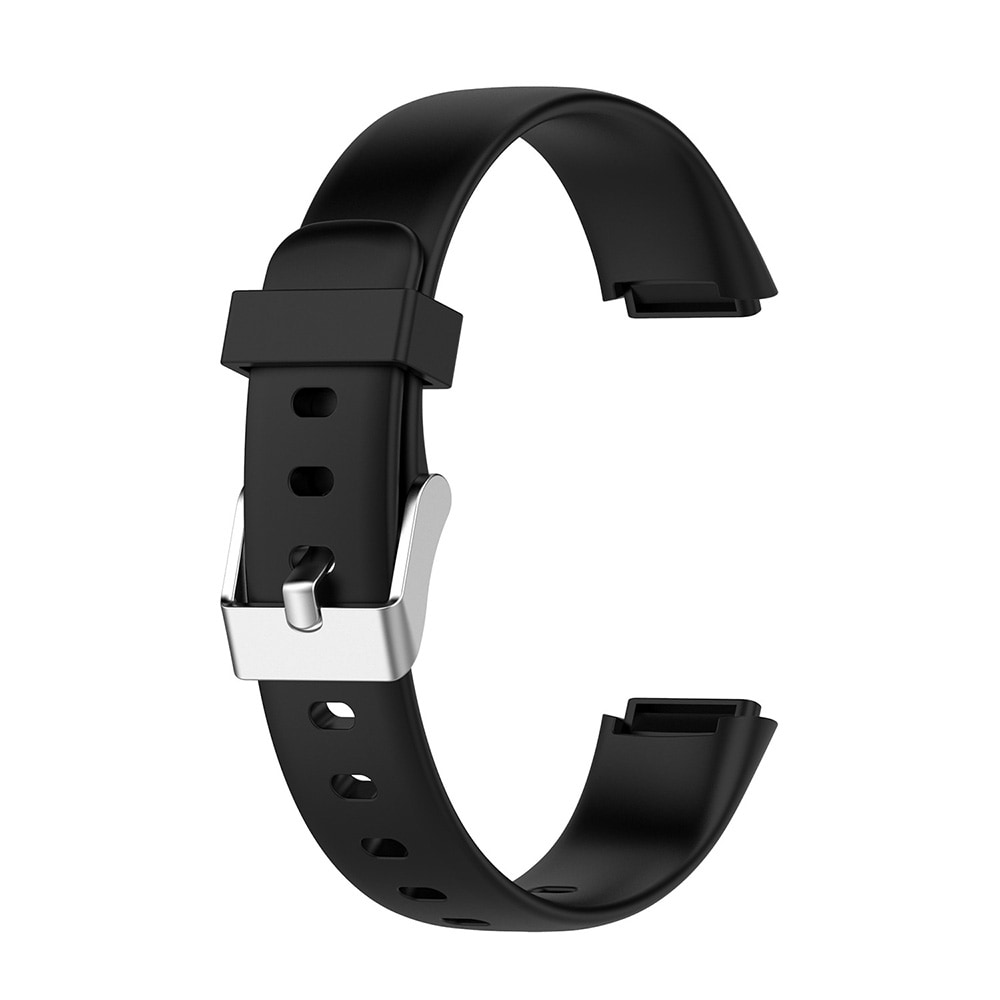Silikoniranneke Fitbit Luxe Musta hopeisella soljella - Small