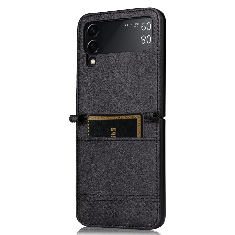 Keinonahkakotelo korttitaskulla Samsung Galaxy Z Flip 3 Musta