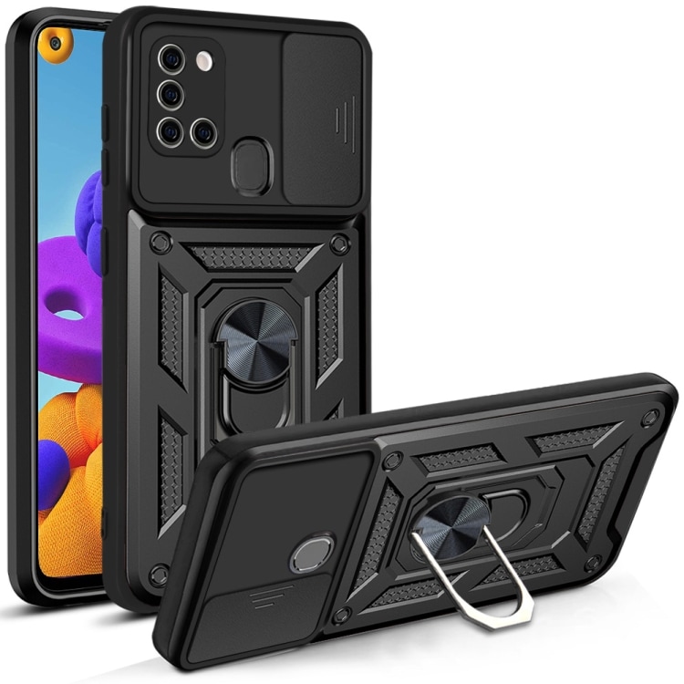 Suojakuori kameran suojalla & Magneetilla Samsung Galaxy A21s Musta