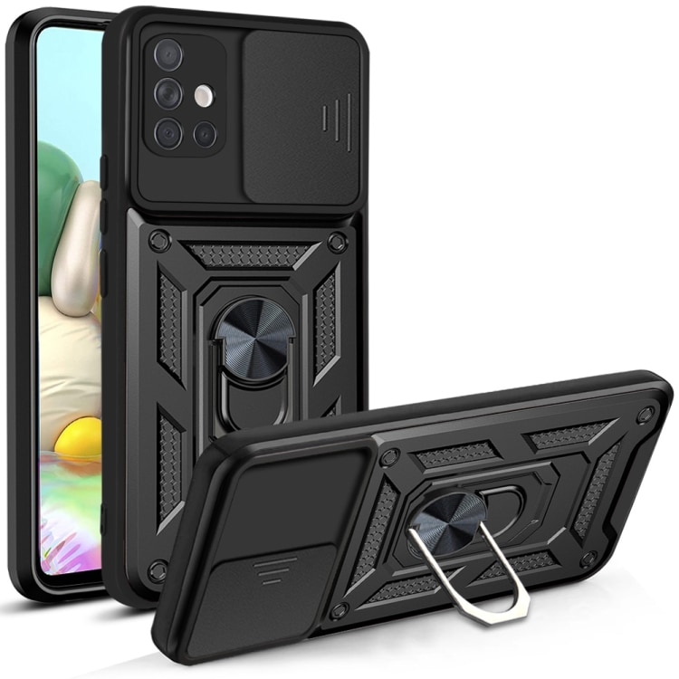 Suojakuori kameran suojalla & Magneetilla Samsung Galaxy A71 Musta