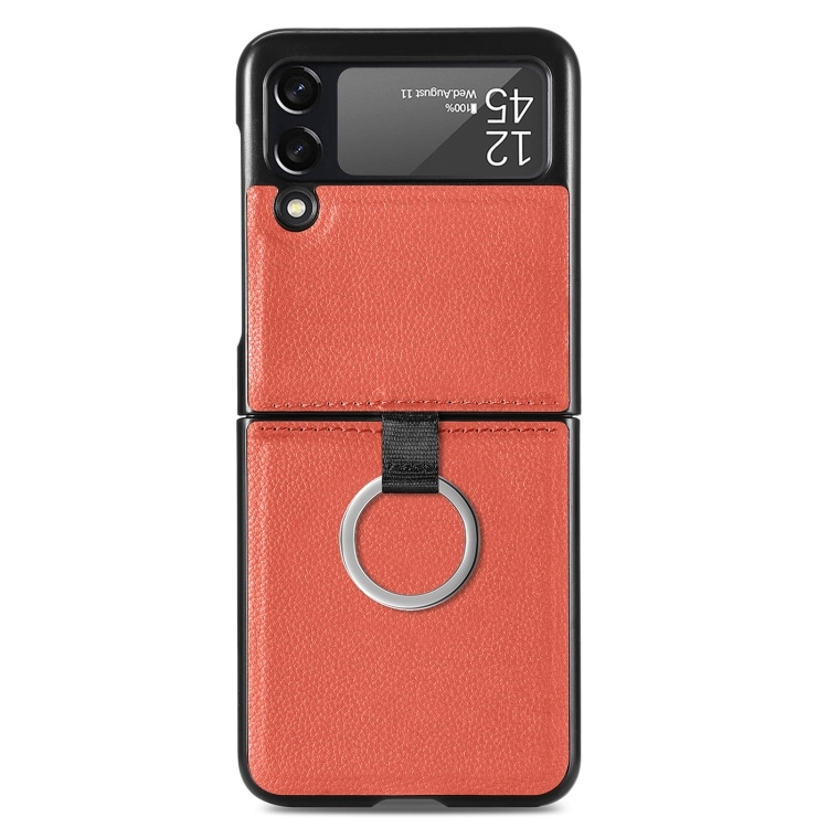 Keinonahkakotelo renkaalla Samsung Galaxy Z Flip 3 Punainen