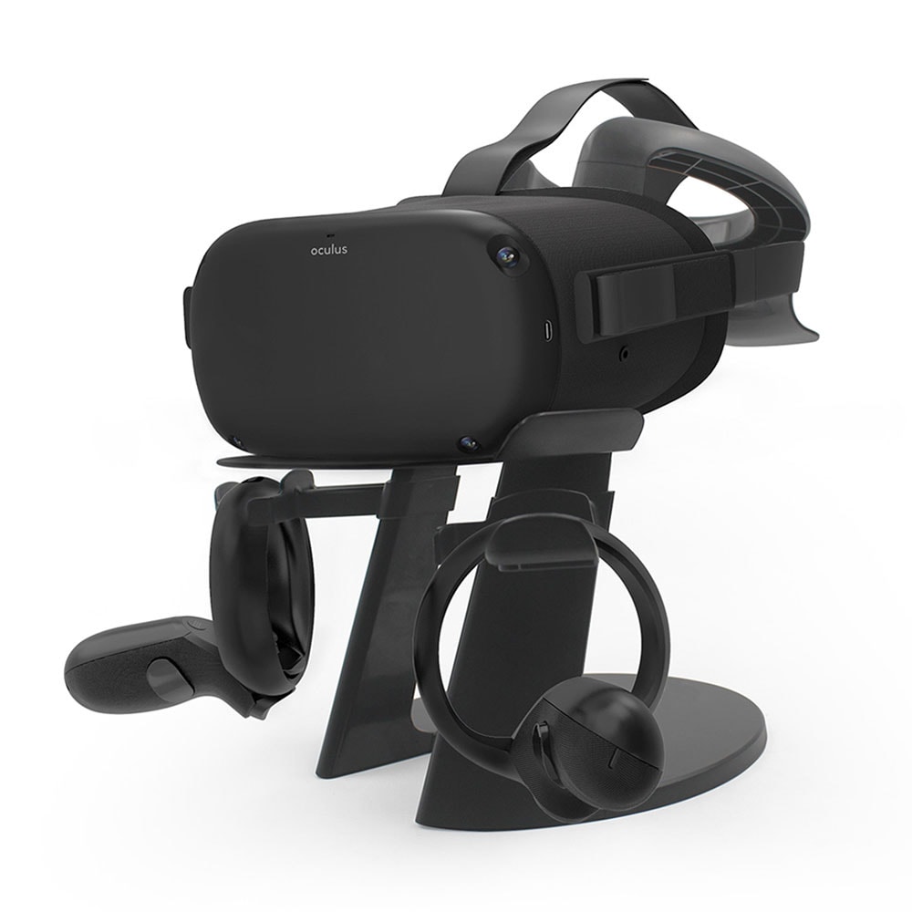 Teline Oculus Quest 1/2 ohjaimille ja kuulokemikorofonille - Musta