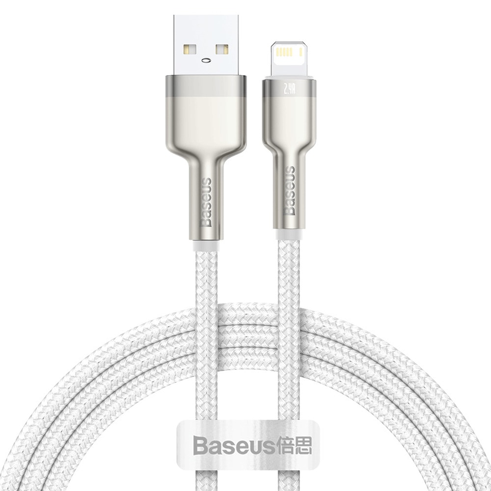 Baseus Cafule Metal USB -Lightning 1 m 2,4A Valkoinen