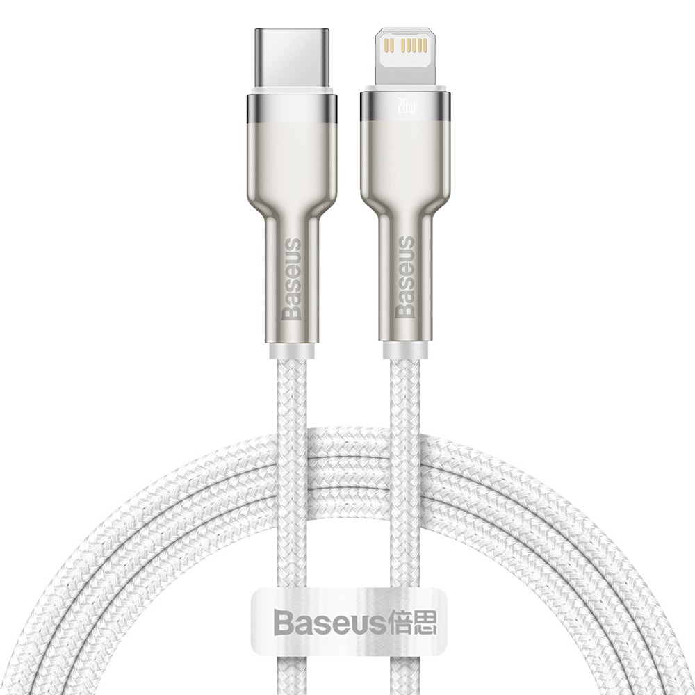 Baseus Cafule Metal USB-C - Lightning 20W 1 m Valkoinen