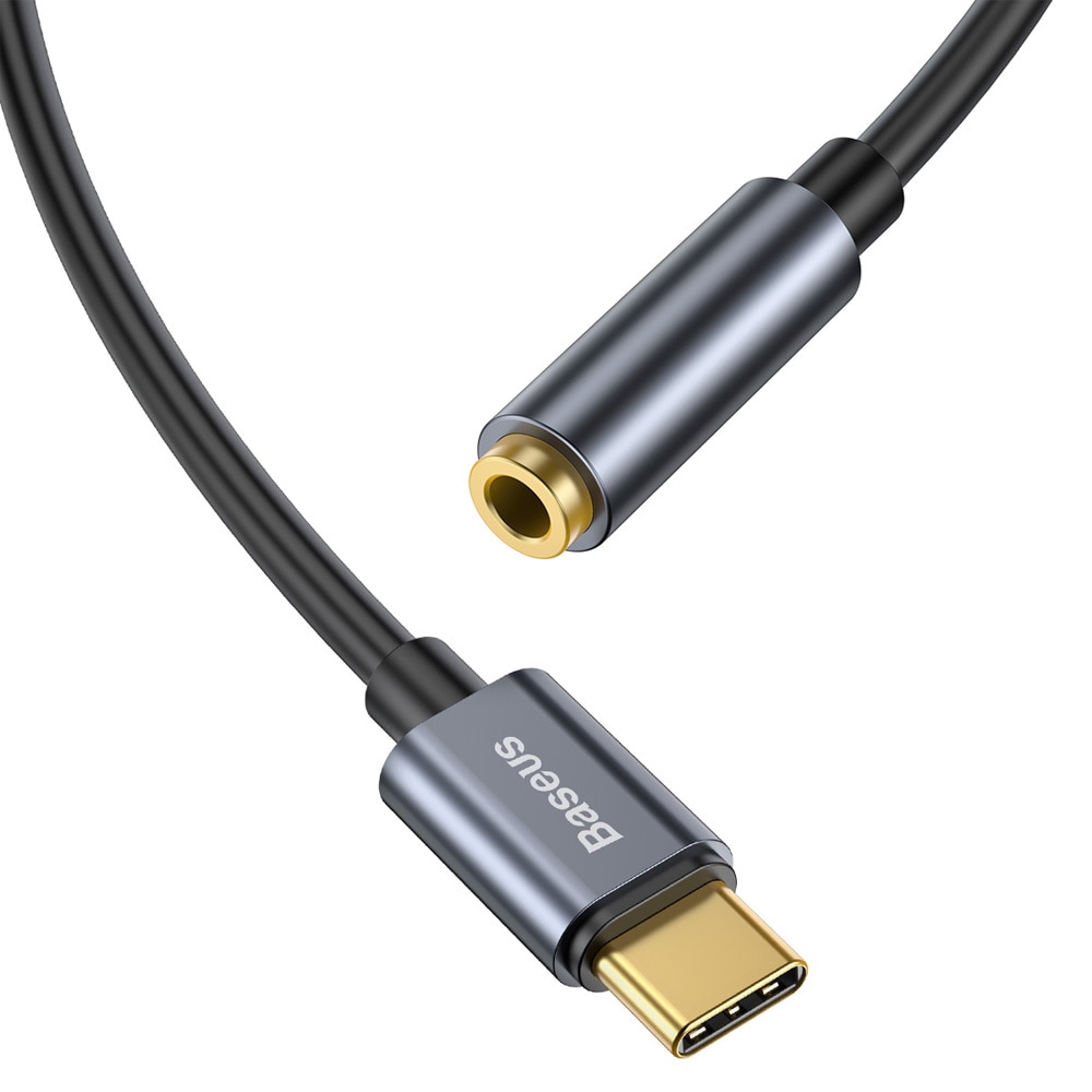Baseus L54 USB-C - 3,5 mm Sovitin Tummanharmaa