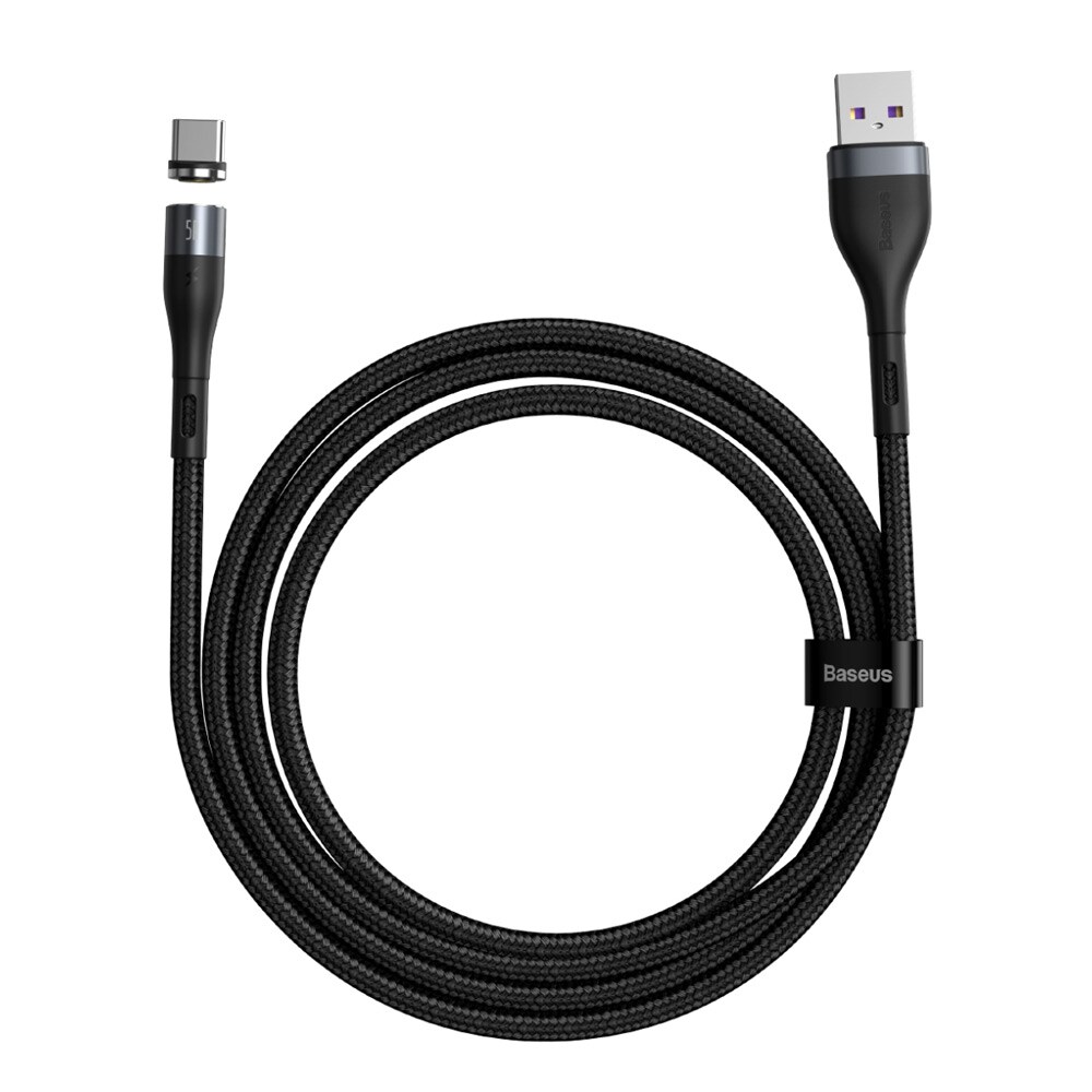 Baseus Zink Magneettinen kaapeli USB - USB-C 5A 1m Harmaa/Musta