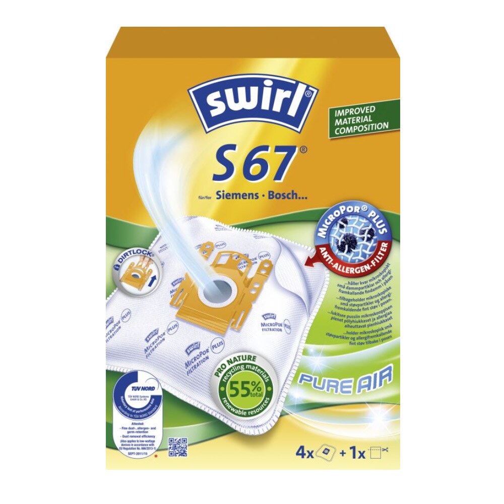 Swirl S67 Pölypussi 4-pakkaus + suodatin 6765954