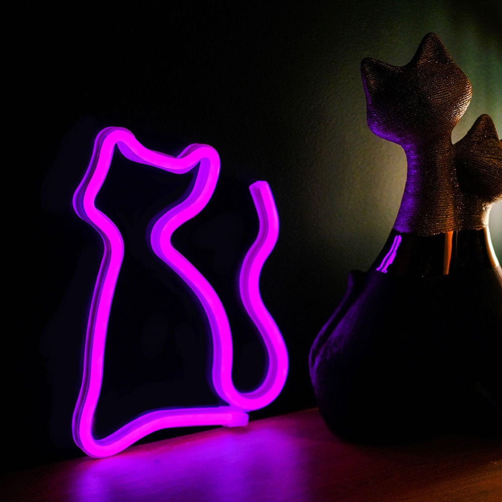 Neon-kyltti - Liila kissa