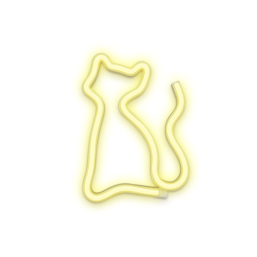 Neon-kyltti - Keltainen kissa