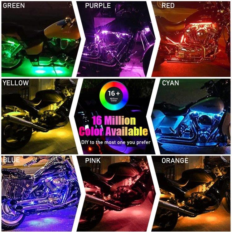 8-in-1 LED-valo RGB moottoripyörään