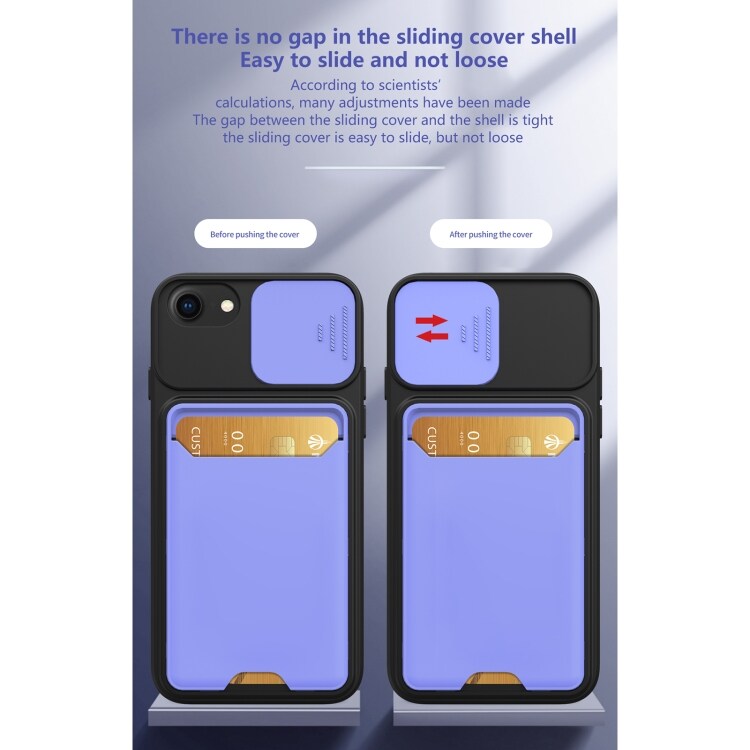 Kuori kamerasuojalla ja korttipaikalla mallille iPhone 7/8 - Musta